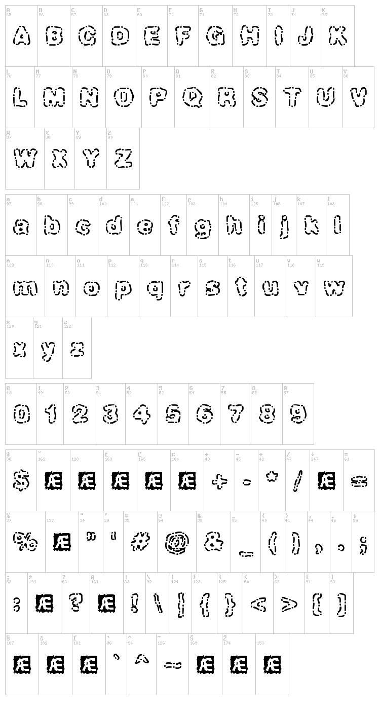 Dash Dot font map