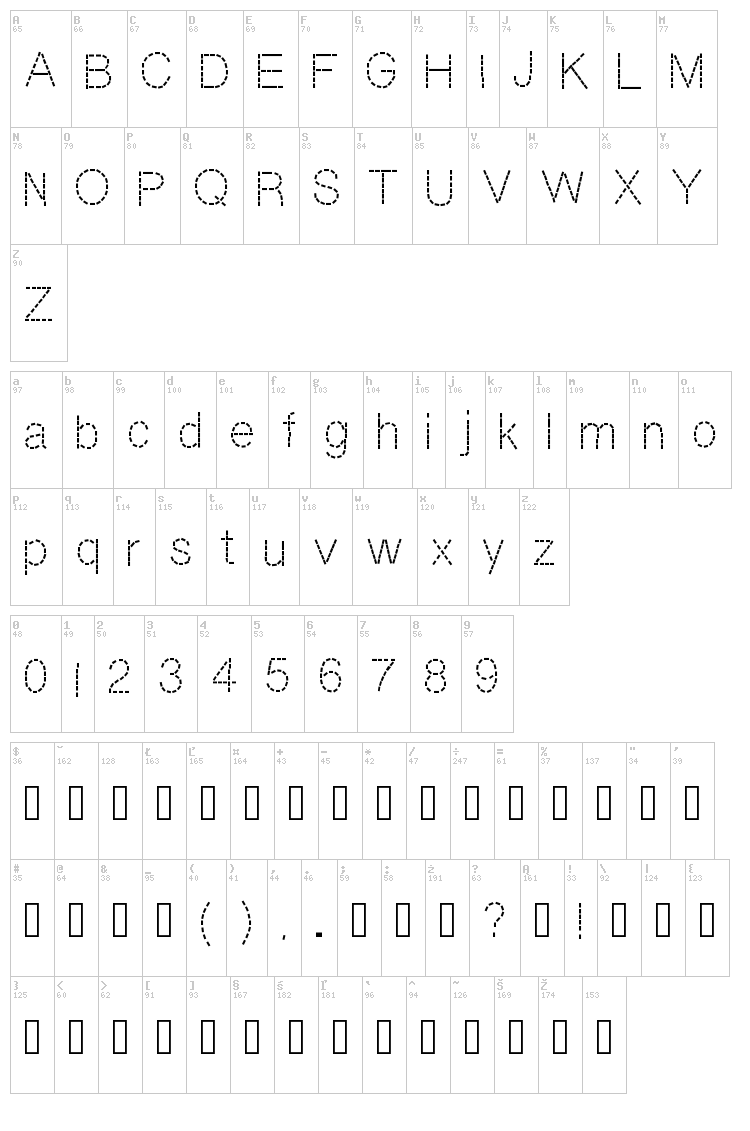 DashNess font map