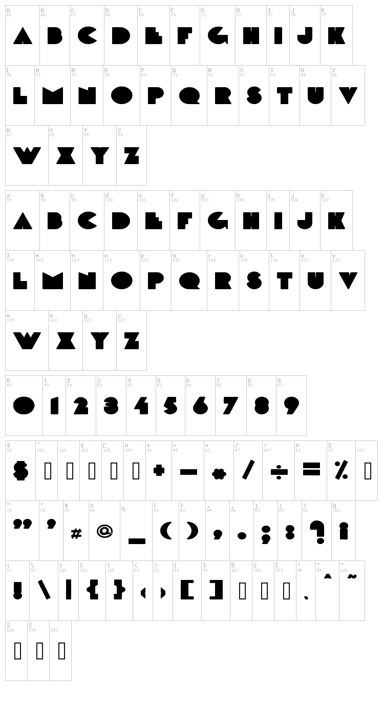 DeLarge font map
