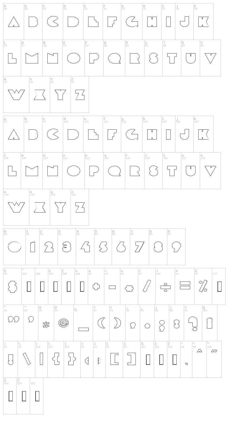 DeLarge font map