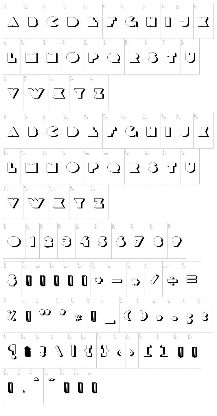 DeLarge font map