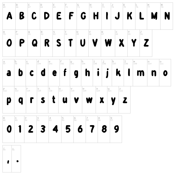 Detour Dork font map