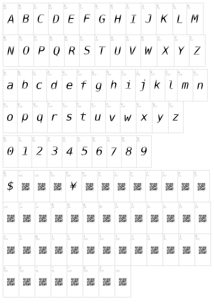 Digital Stream font map