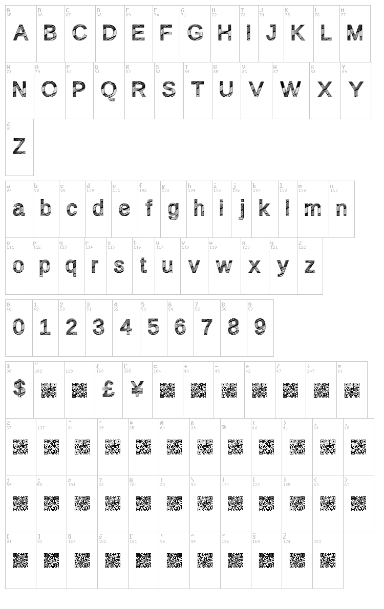 Disco Fresca font map