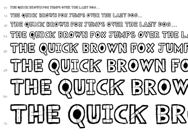 Drafting font waterfall