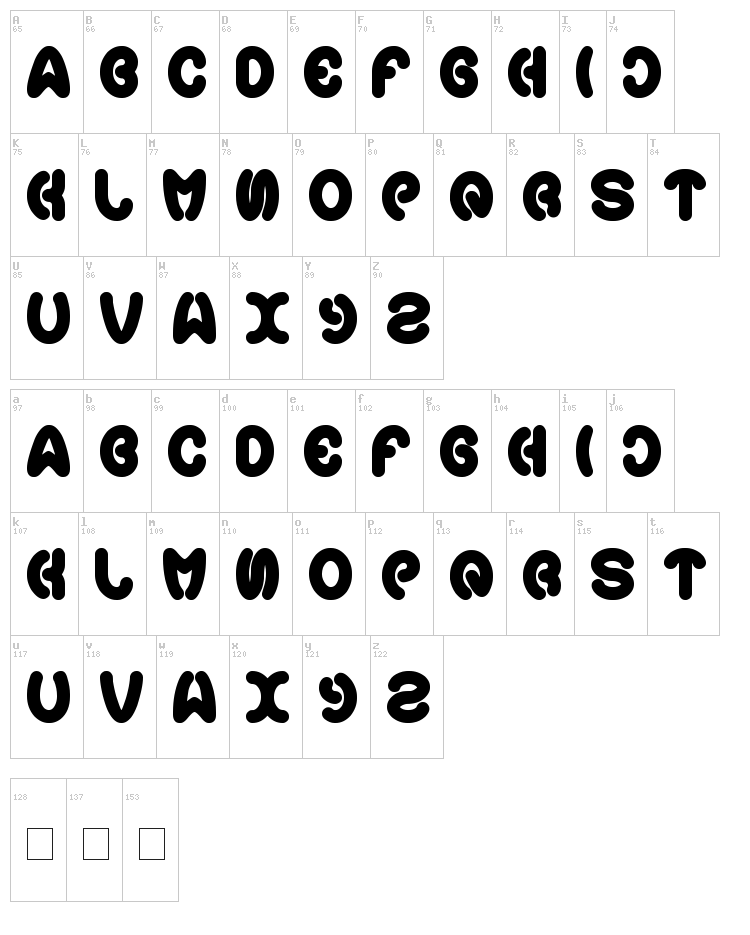 Earth Heart font map