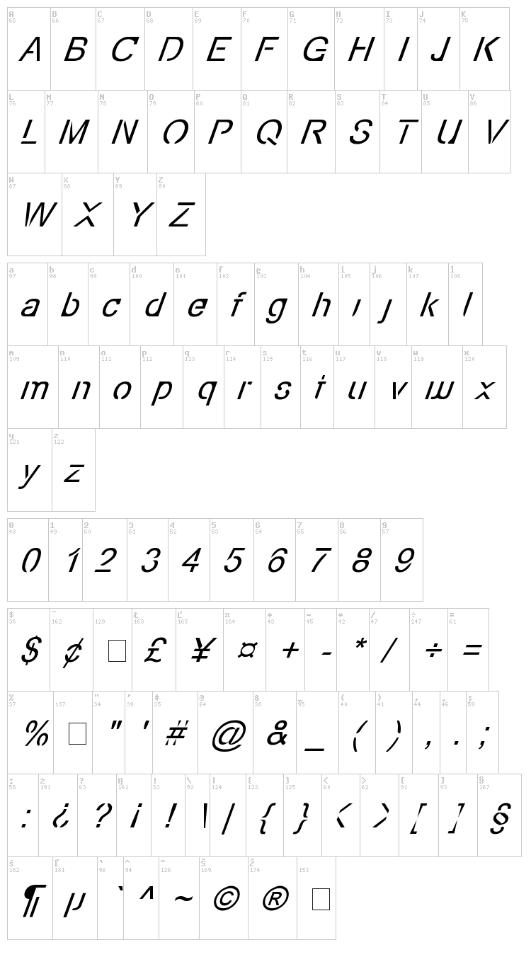 Eco-Files font map
