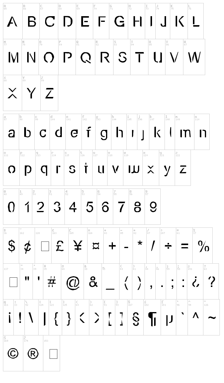 Eco-Files font map