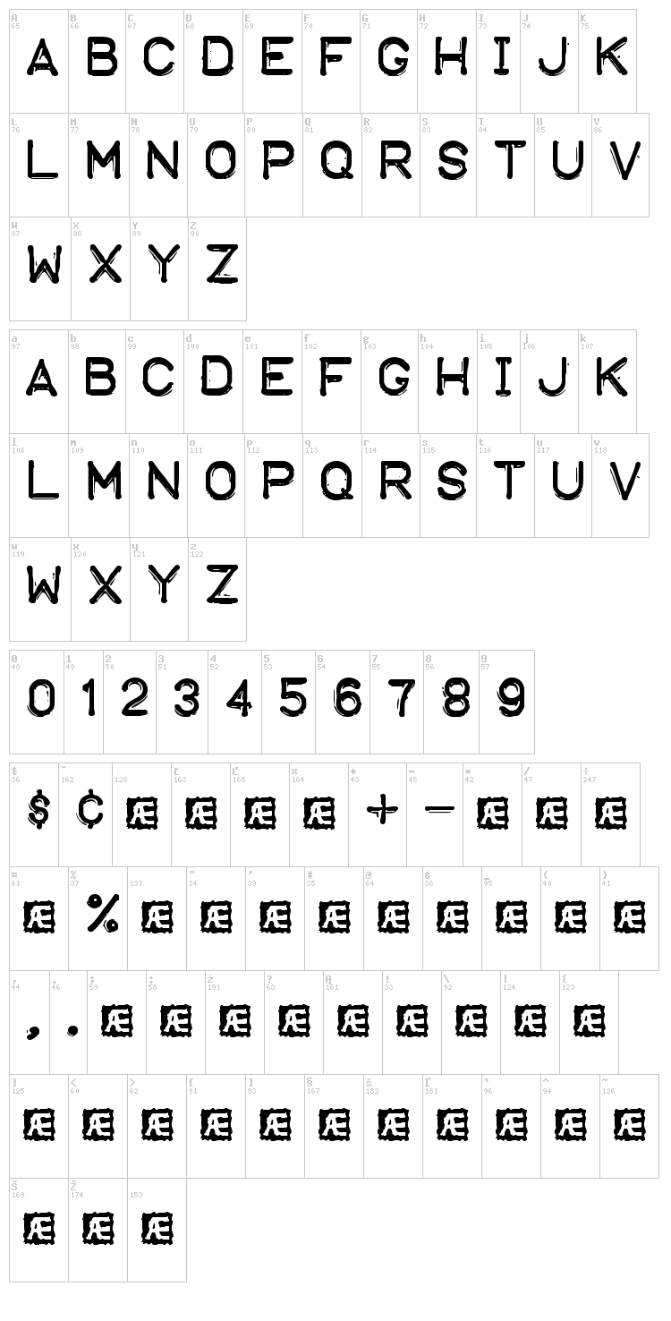 Embossing Tape font map