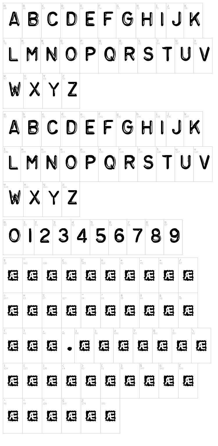 Embossing Tape font map