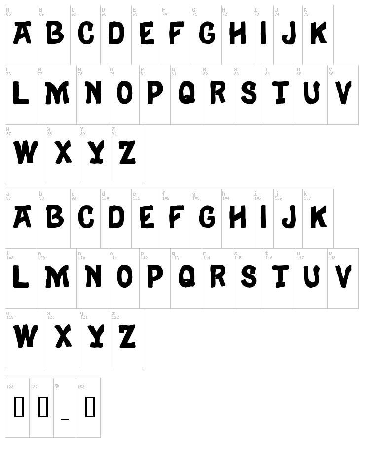 Eulogy font map