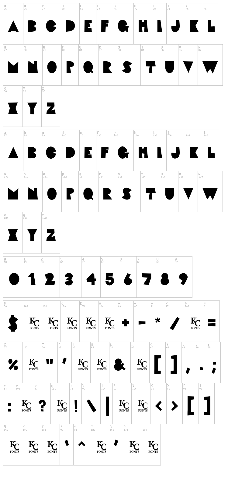 Fat Cat font map