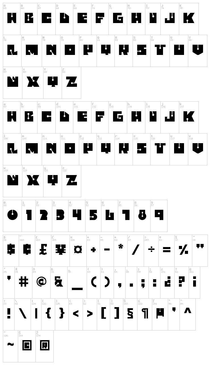 Fatsini font map