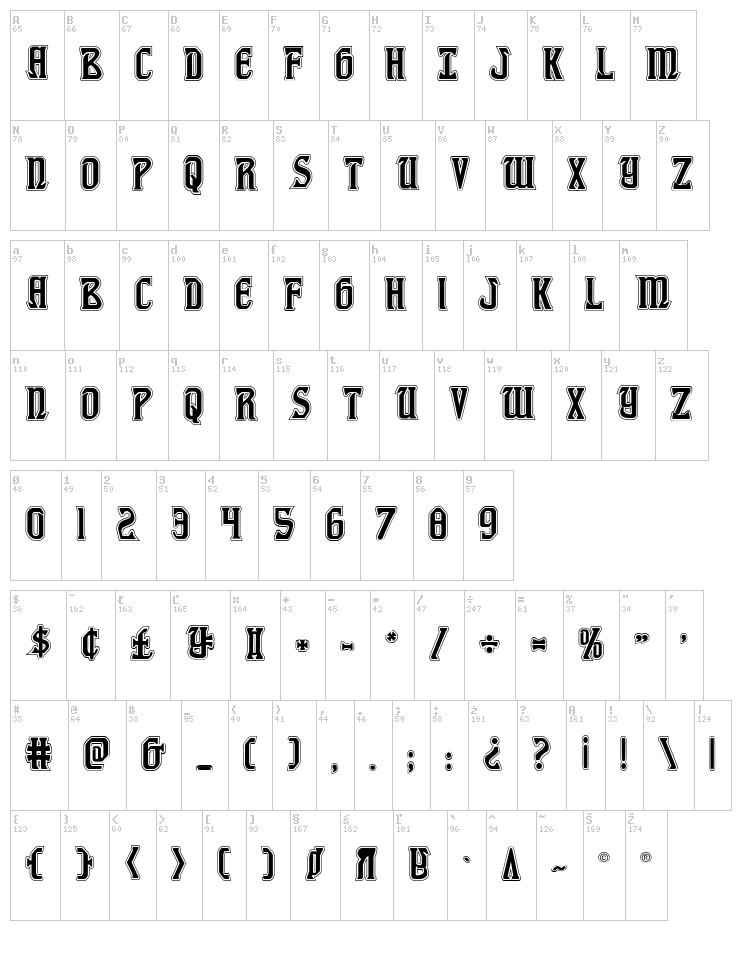 Fiddler's Cove font map