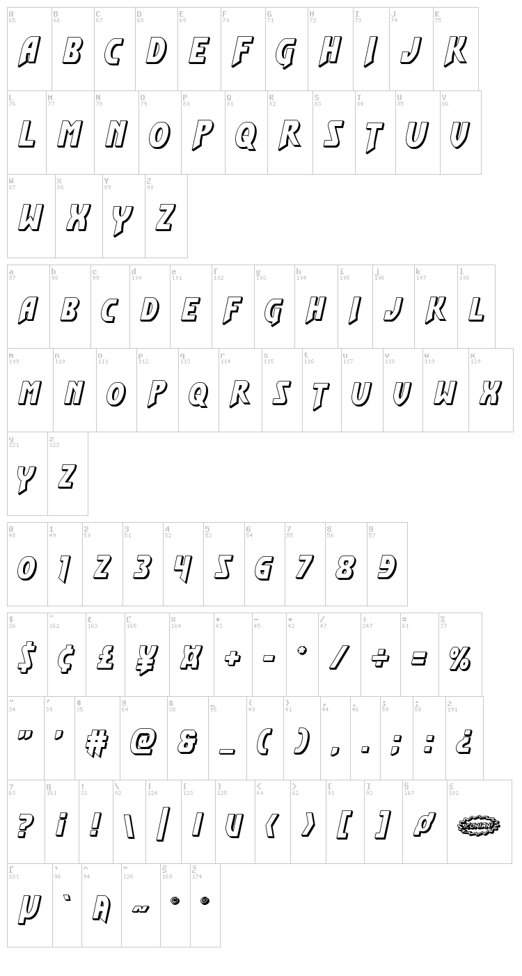 Flash Rogers font map