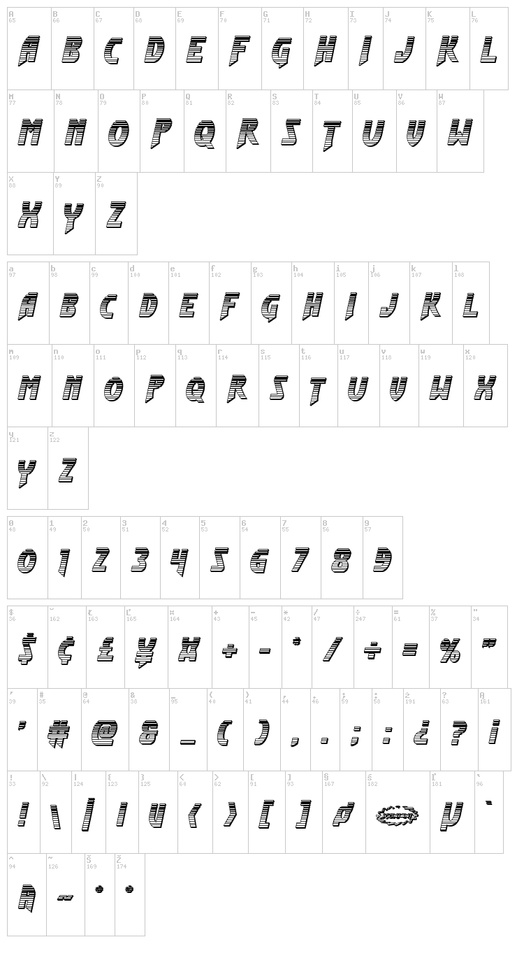 Flash Rogers font map