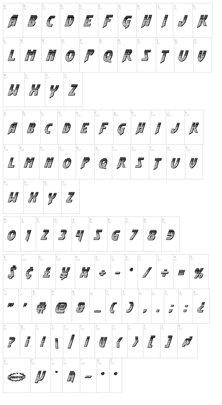 Flash Rogers font map