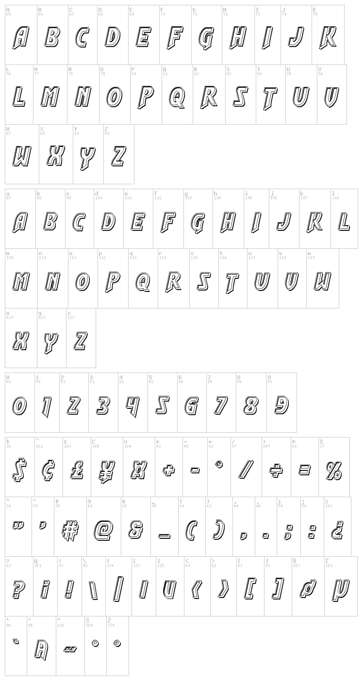 Flash Rogers font map