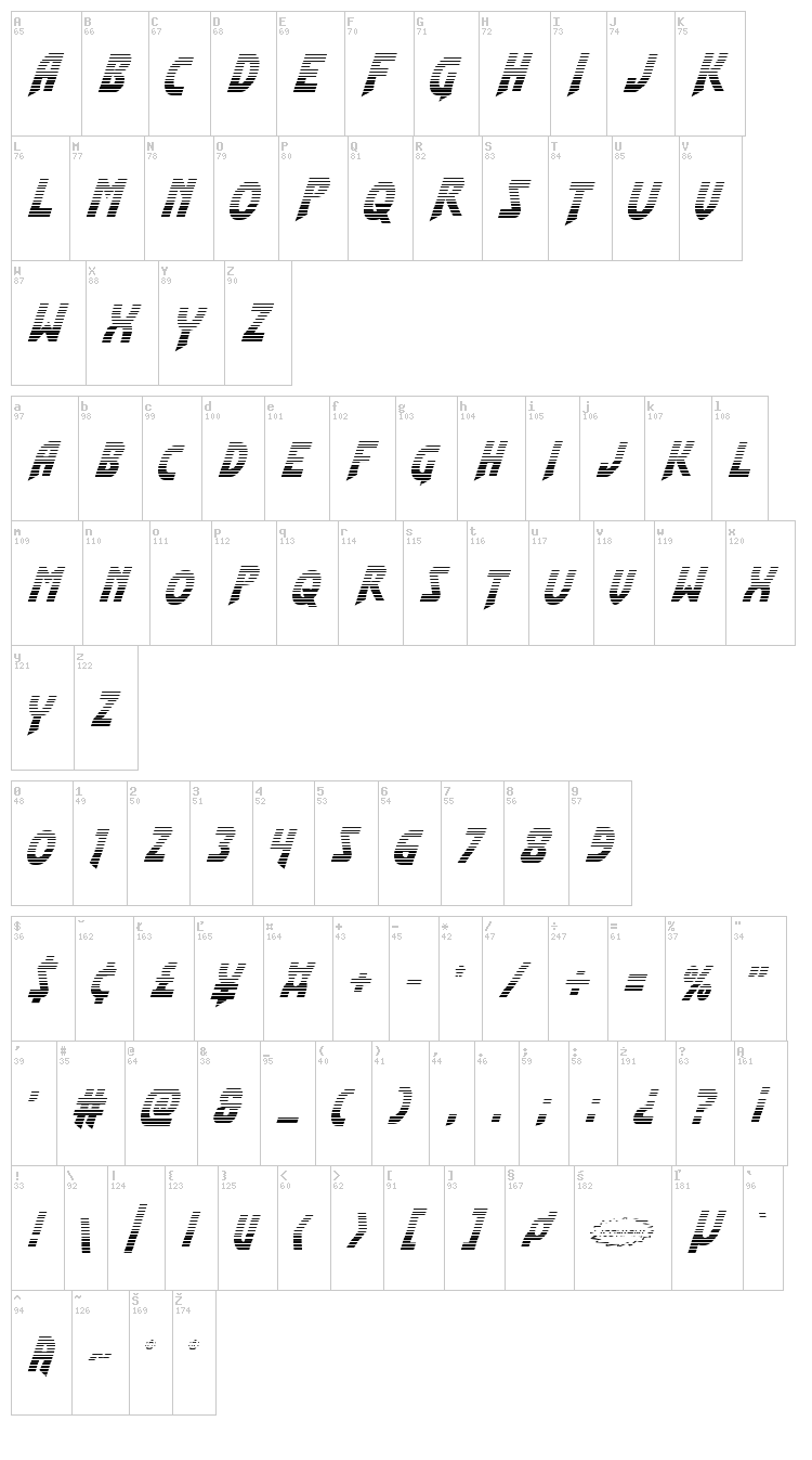 Flash Rogers font map