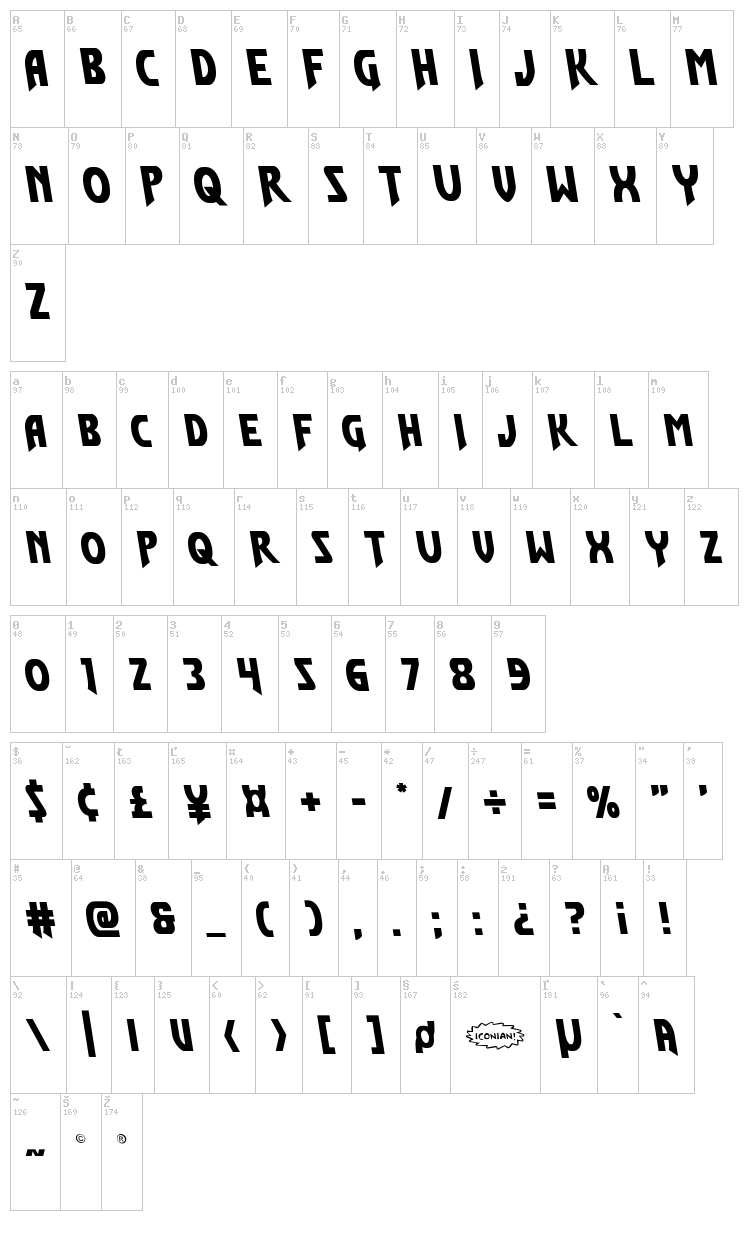 Flash Rogers font map