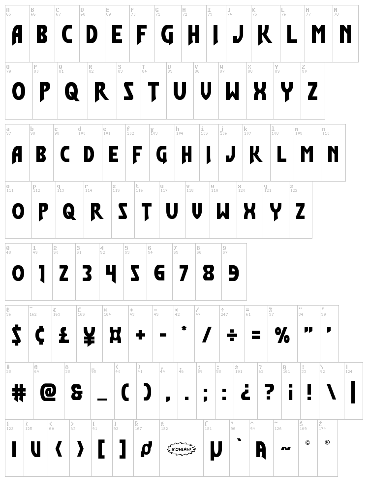 Flash Rogers font map