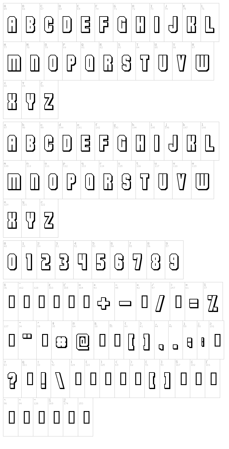 Flashback V3 font map