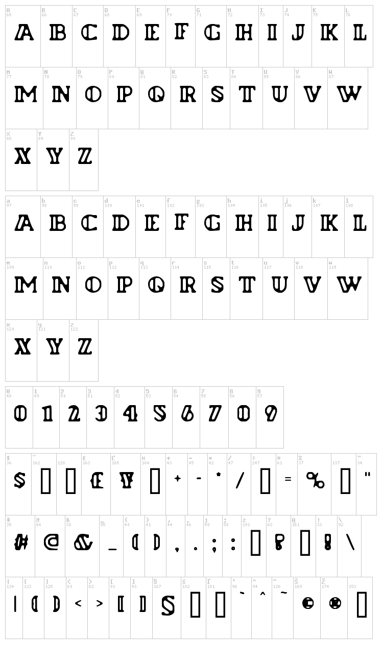 Flyman font map