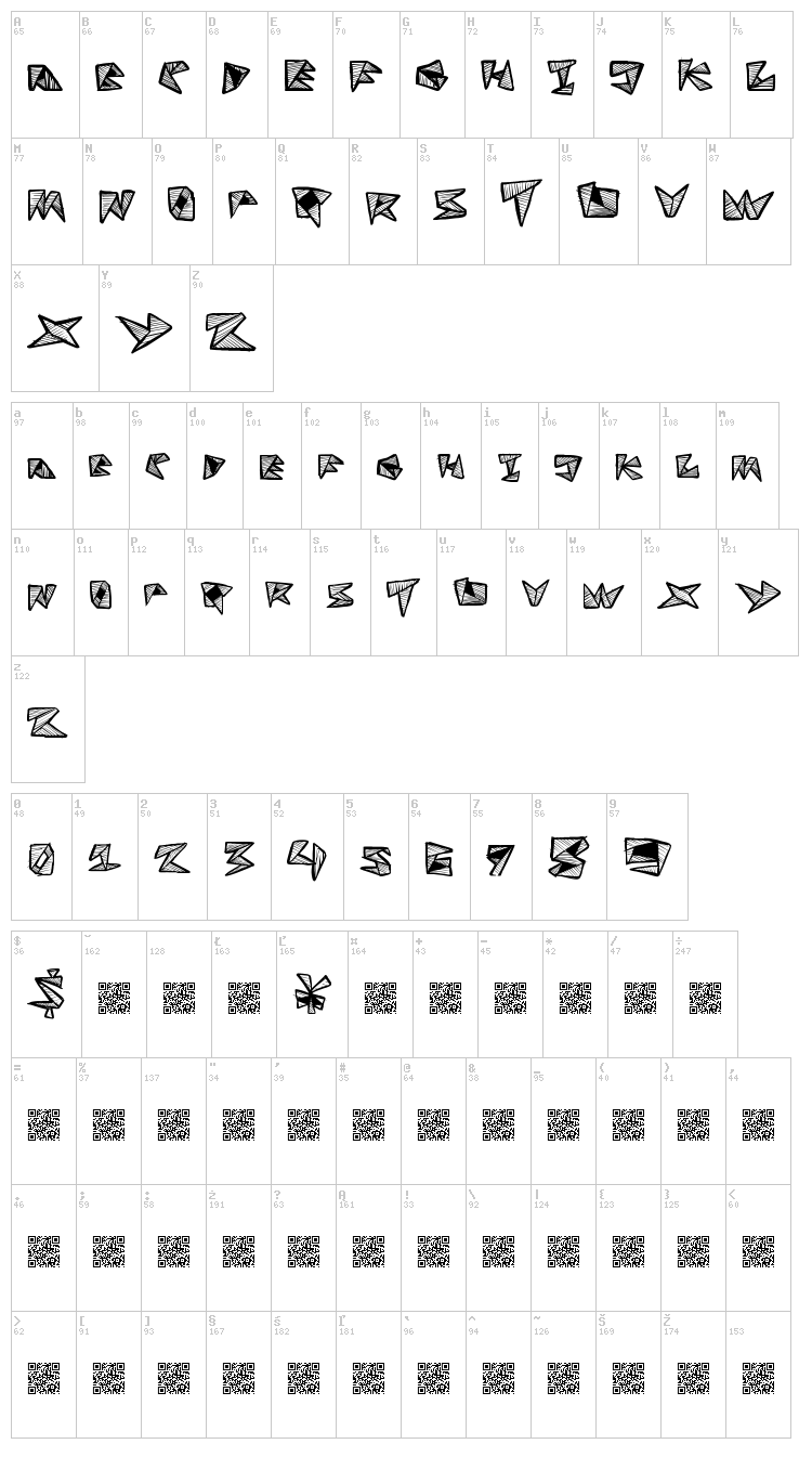 Fold Line font map