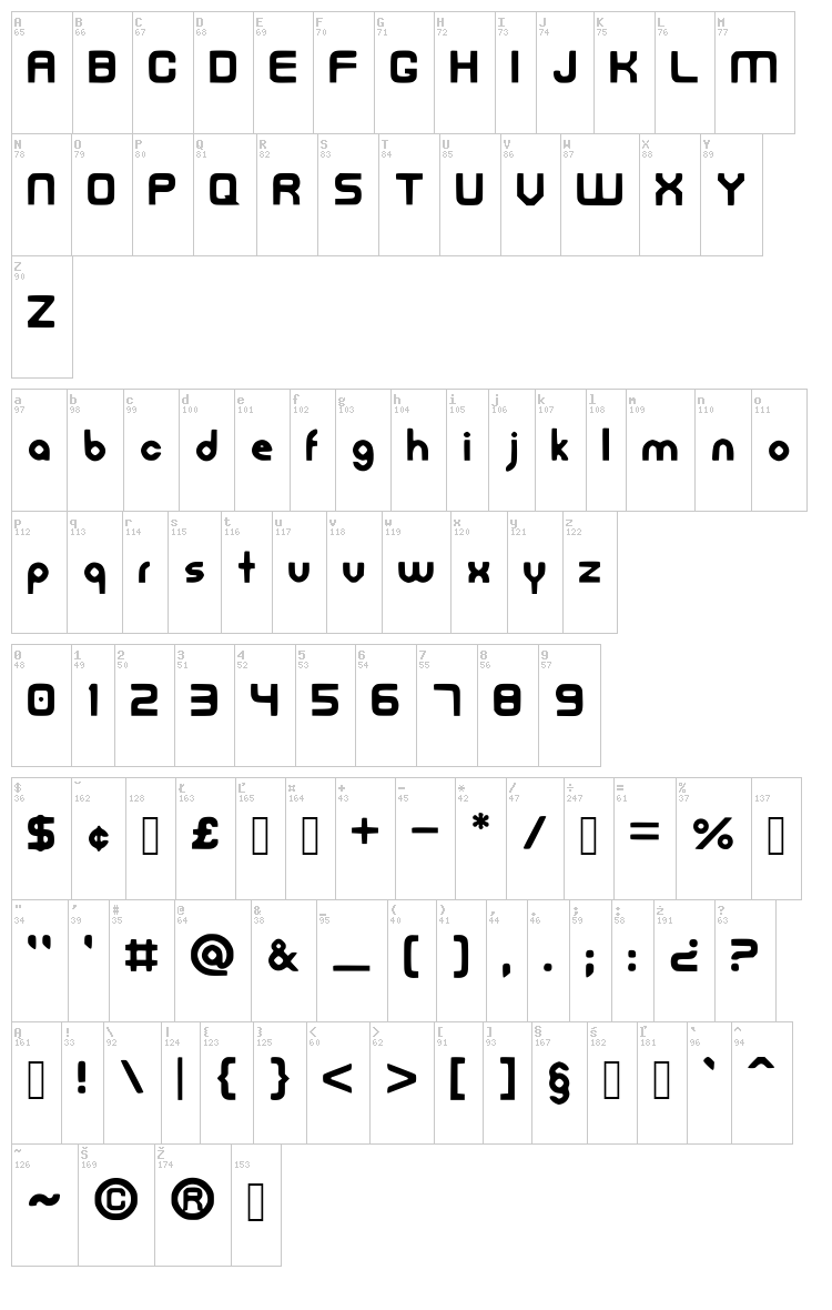 FreedanFont font map