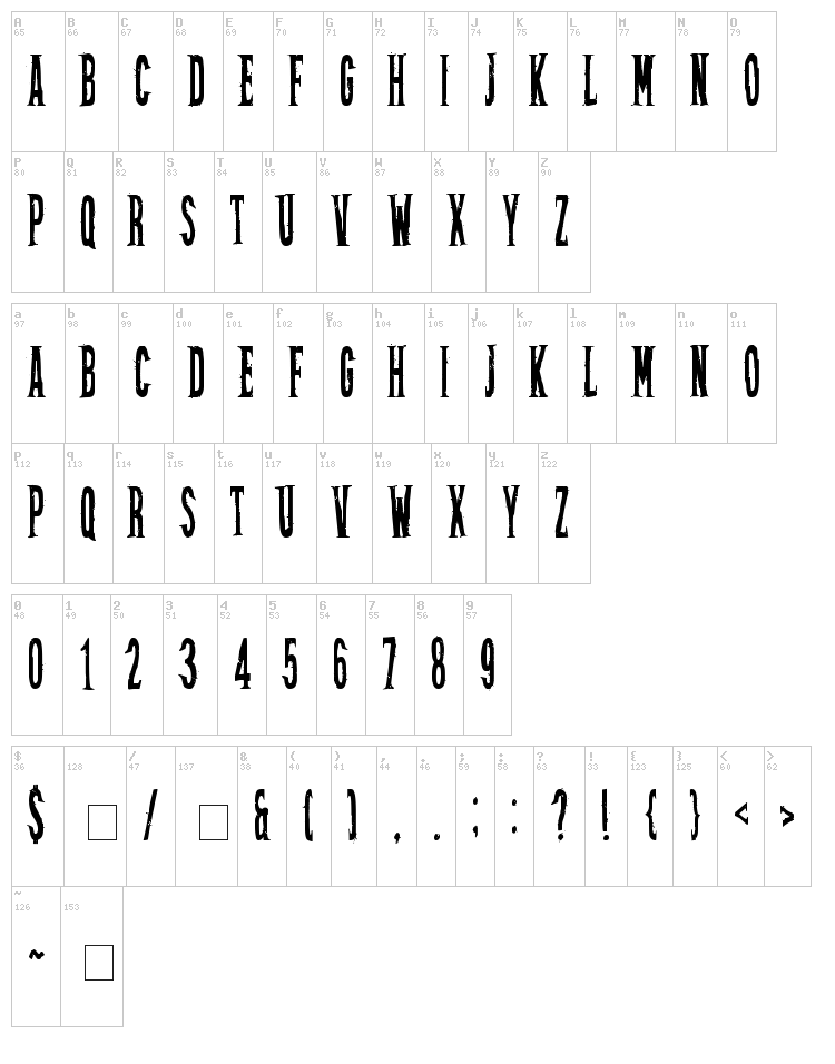 Frizton font map