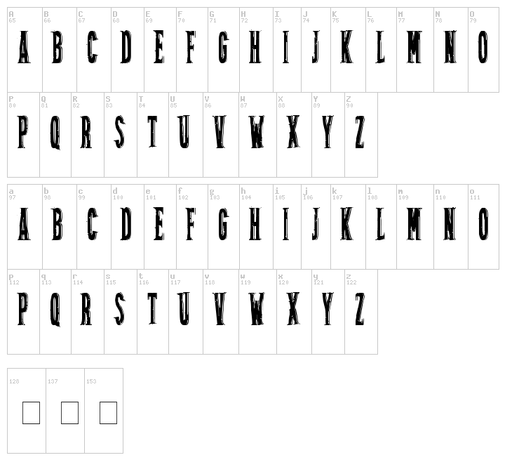 Frizton font map