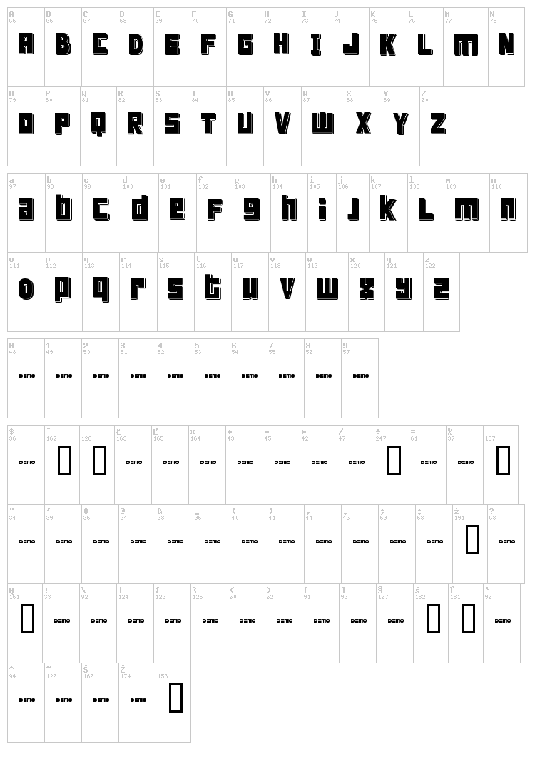 FT Scandinavian Titan font map