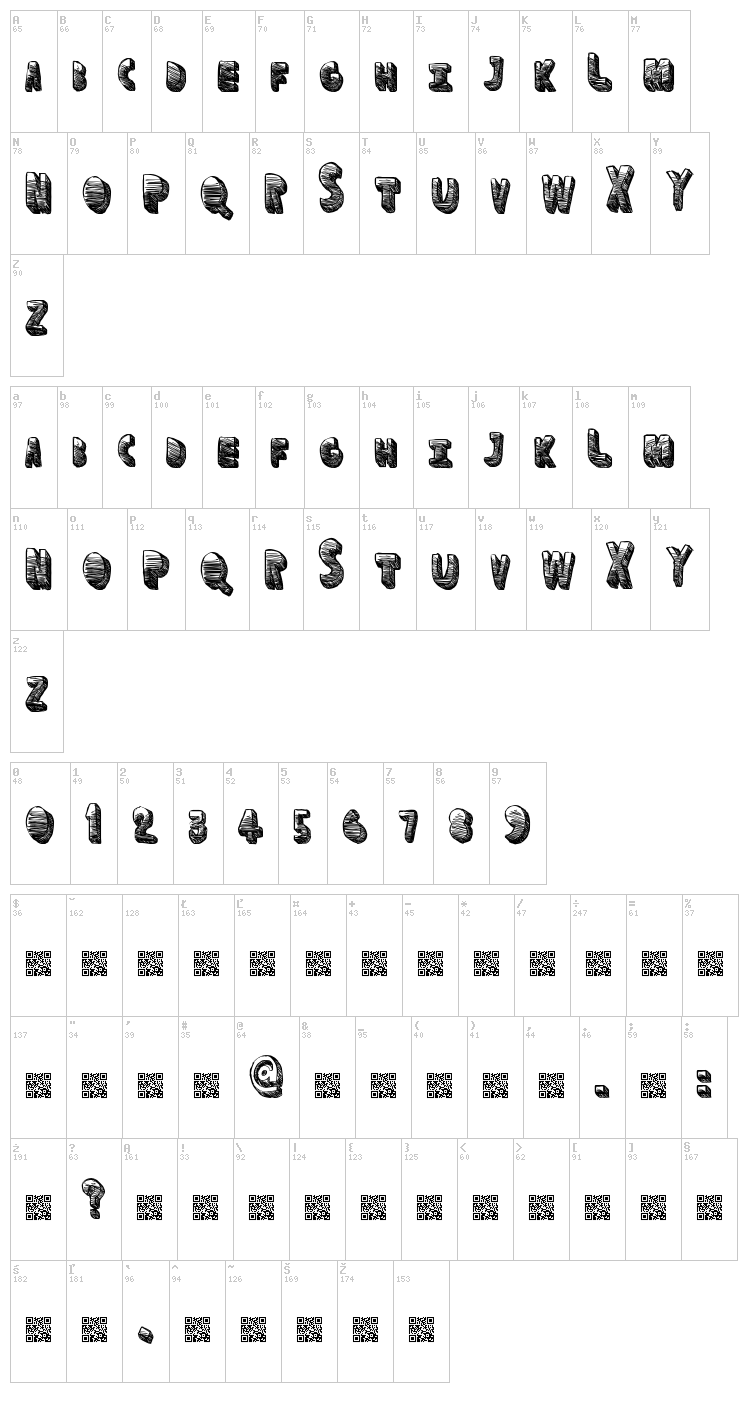 Fun Space font map
