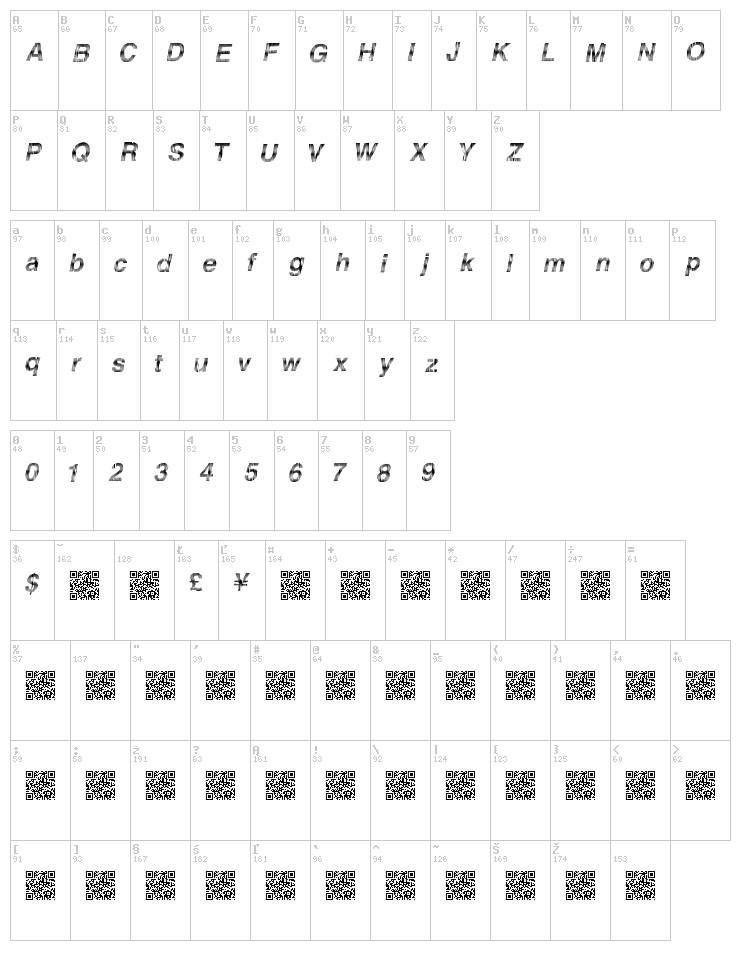 Furious Racing font map
