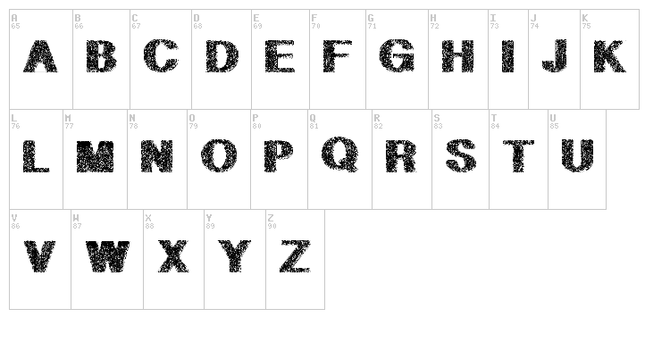 Geometric Petras PW font map