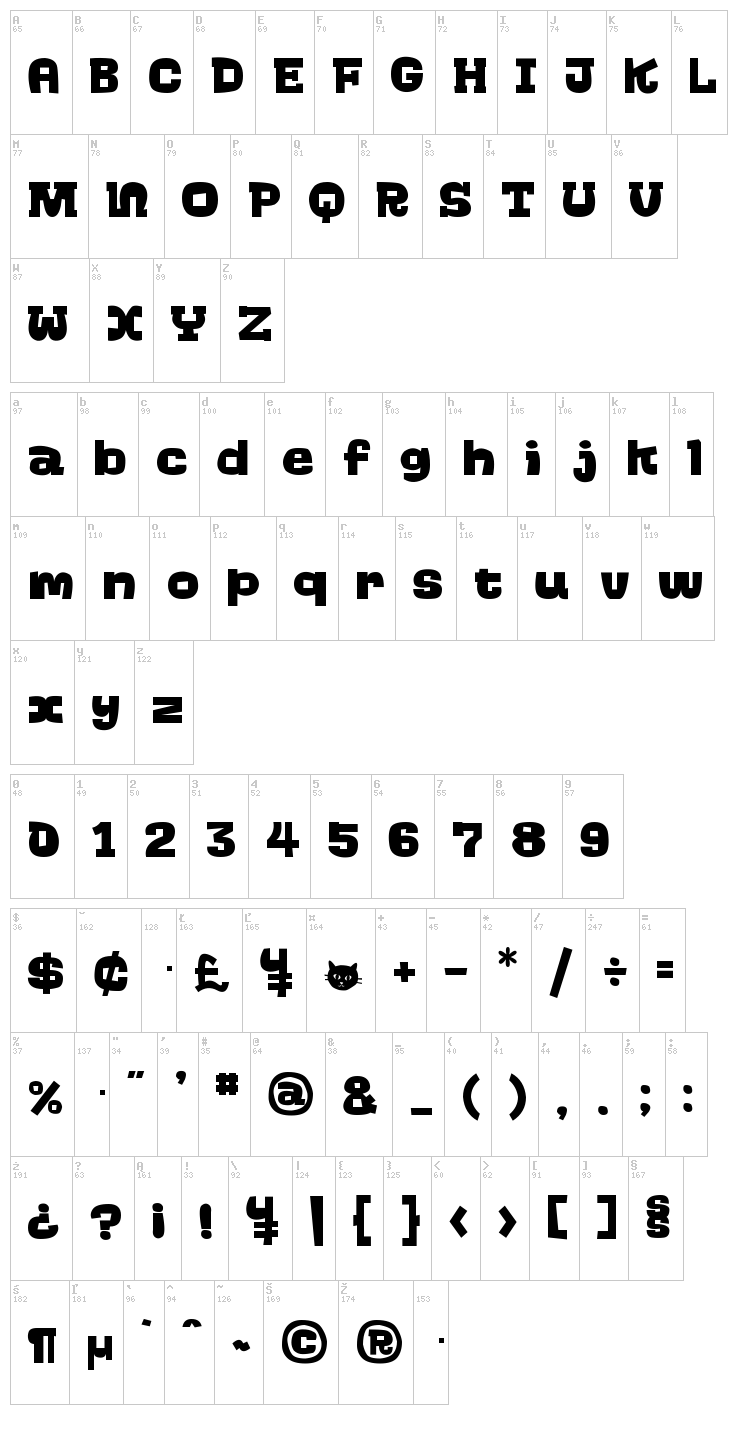 Go-Go-Go font map
