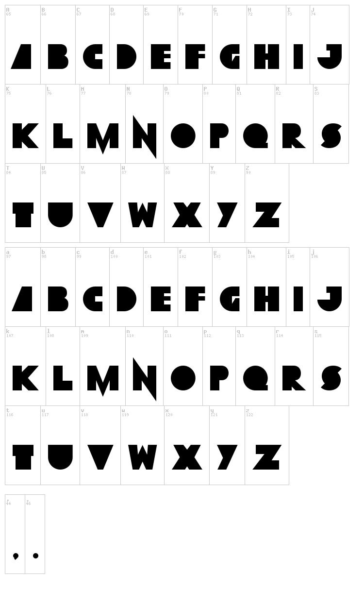 Grobsidian font map