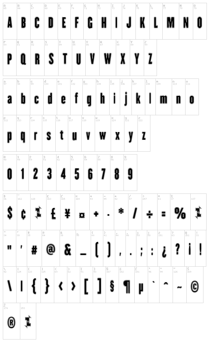 H.H. Agallas font map