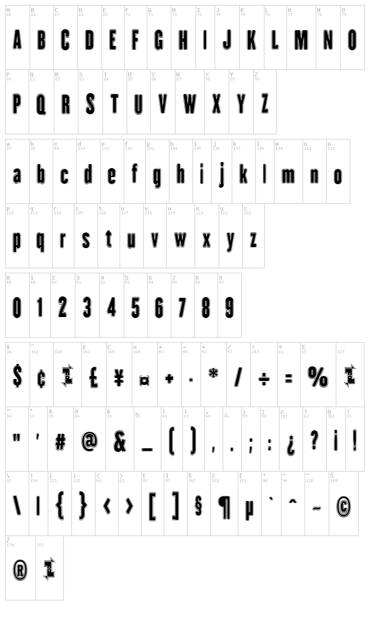 H.H. Agallas font map