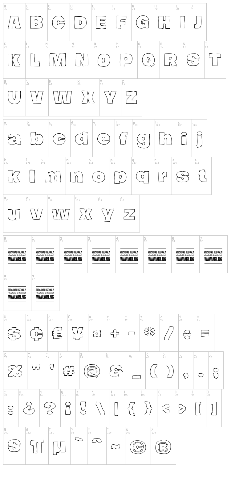 Hierograf font map