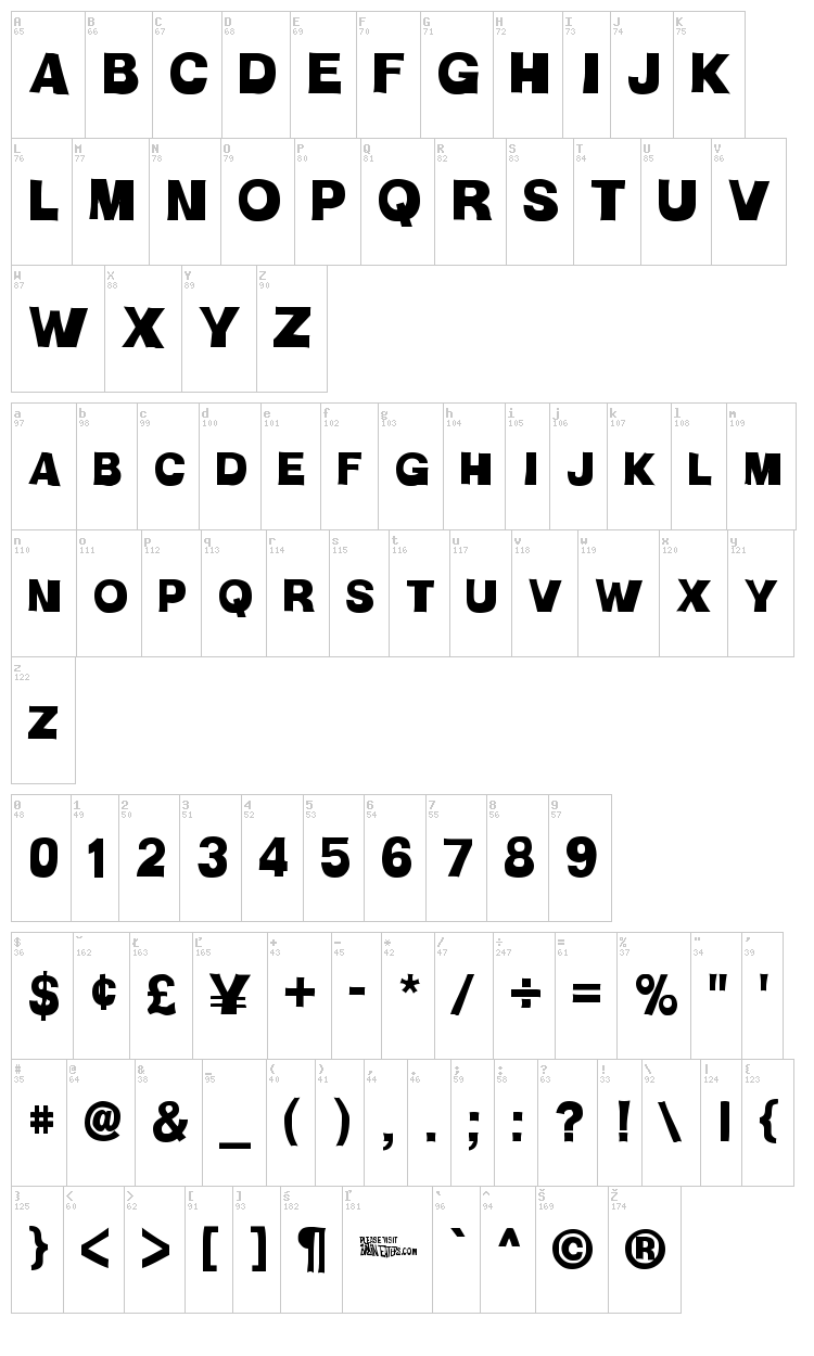 HMan font map