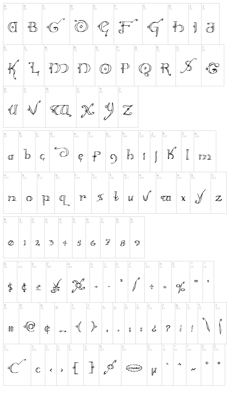 Holly Jingle font map