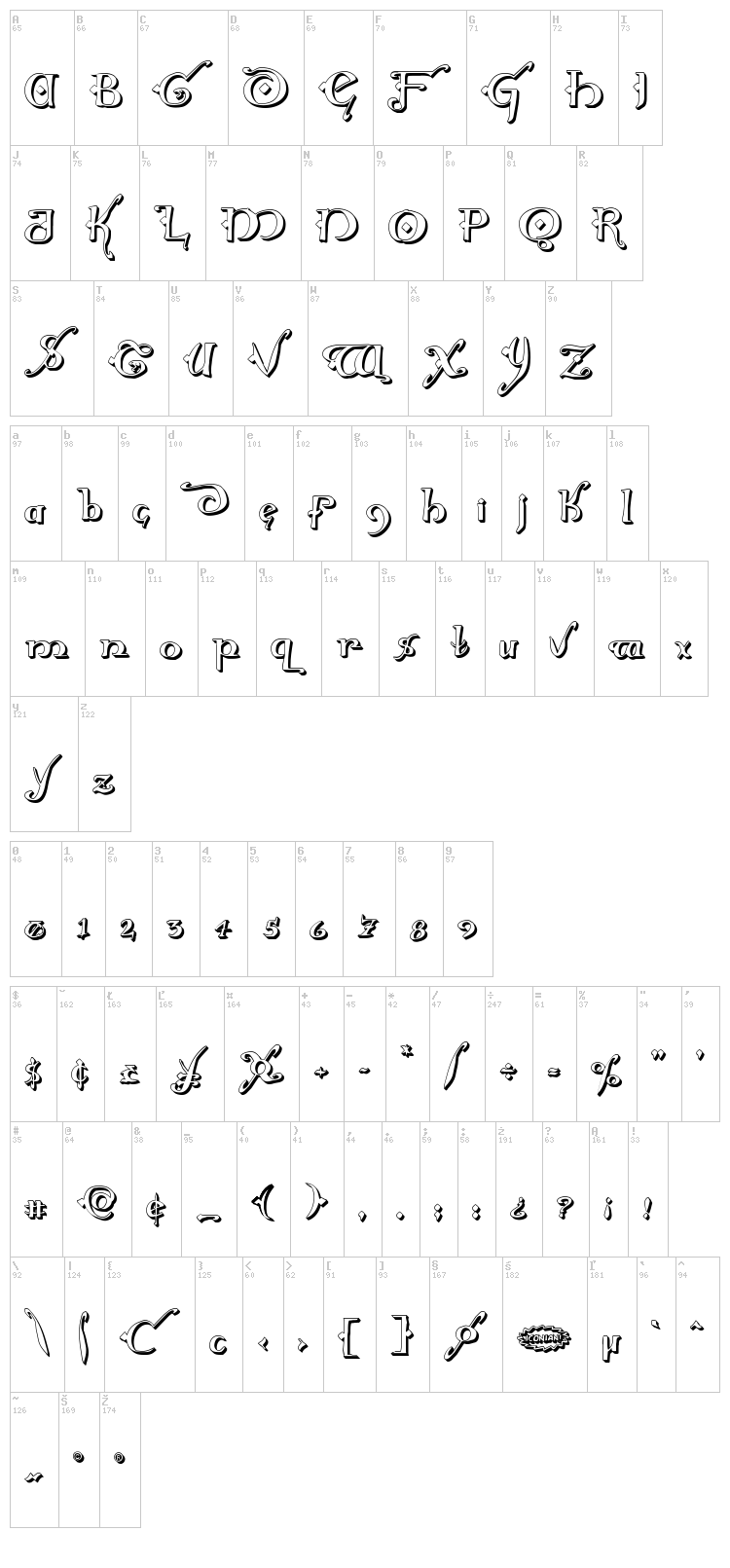 Holly Jingle font map