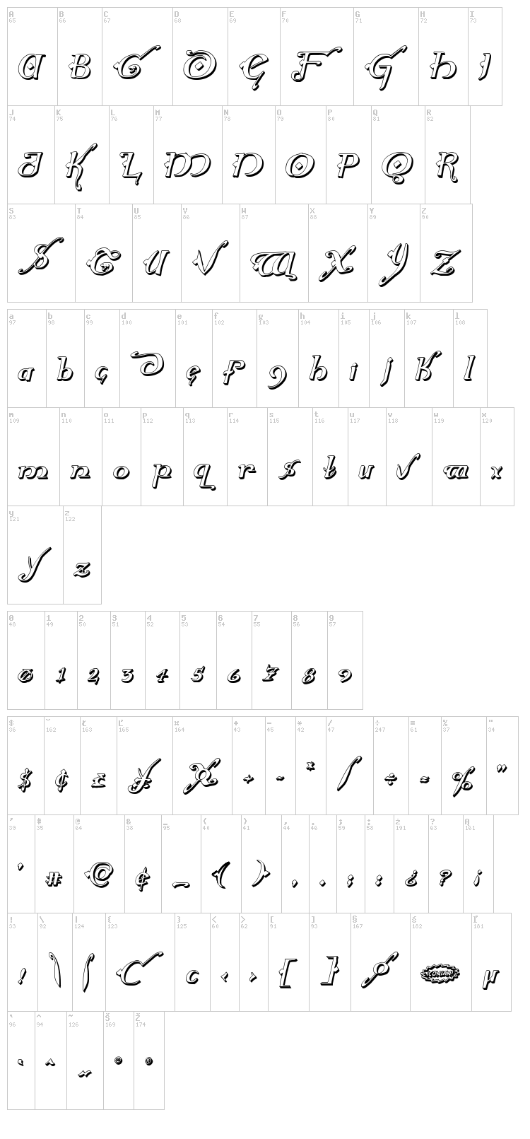 Holly Jingle font map