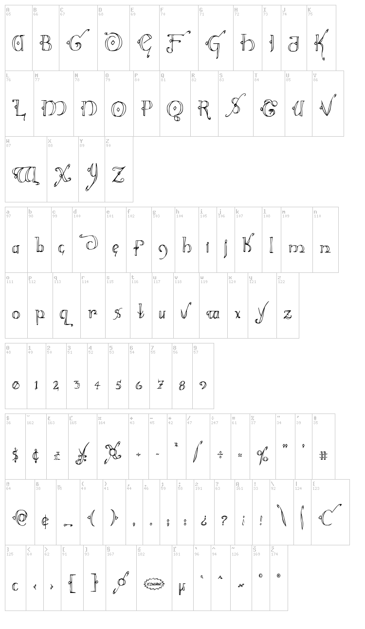 Holly Jingle font map