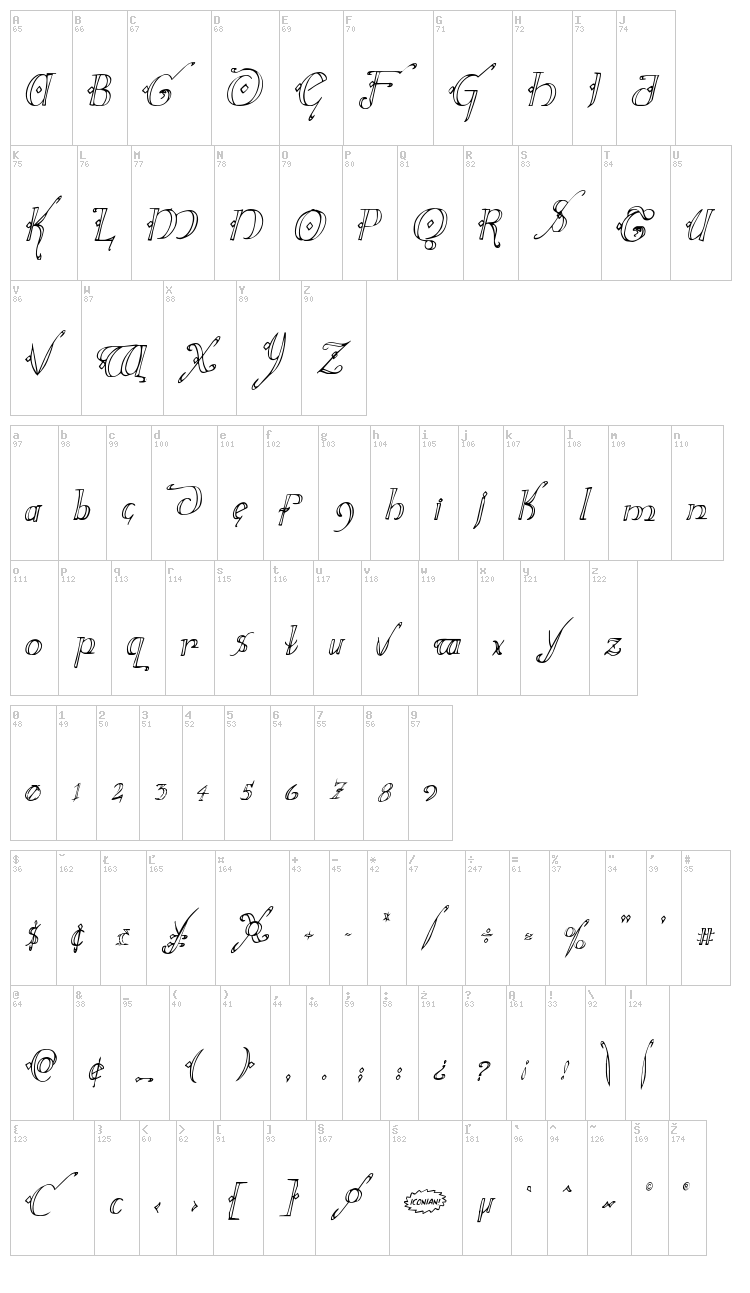 Holly Jingle font map