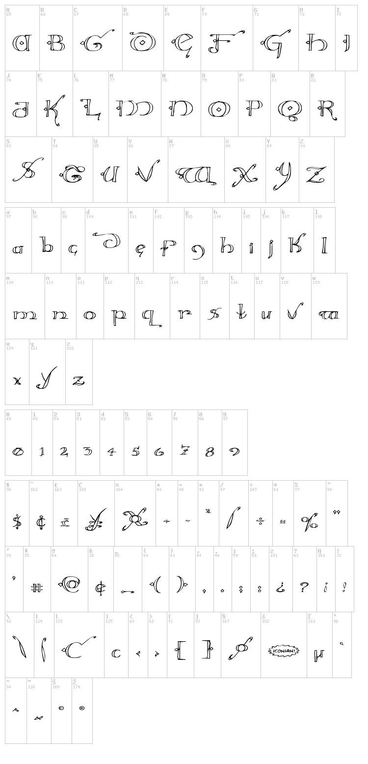 Holly Jingle font map