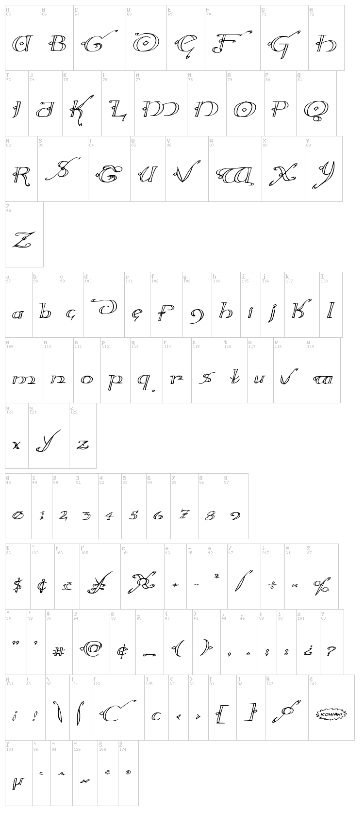 Holly Jingle font map