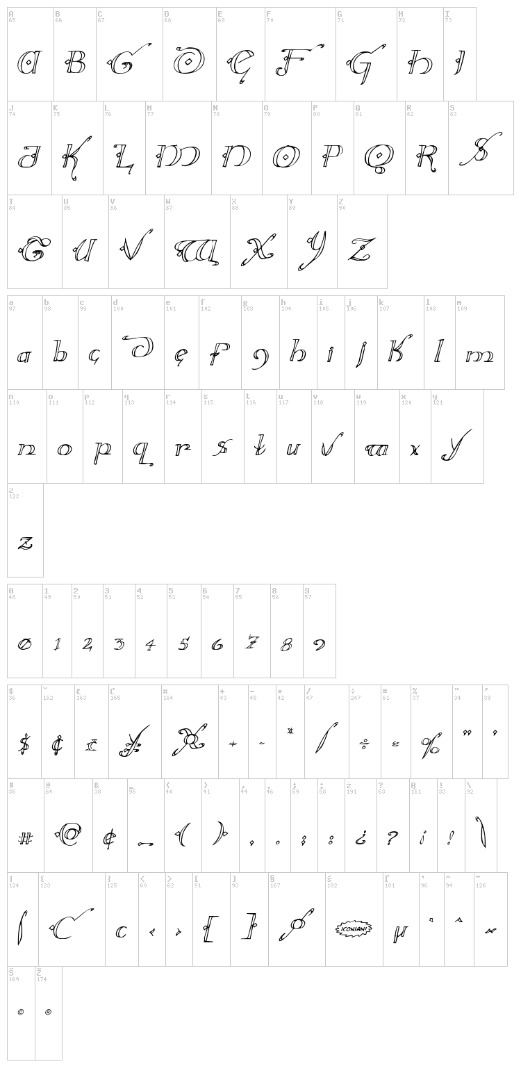 Holly Jingle font map