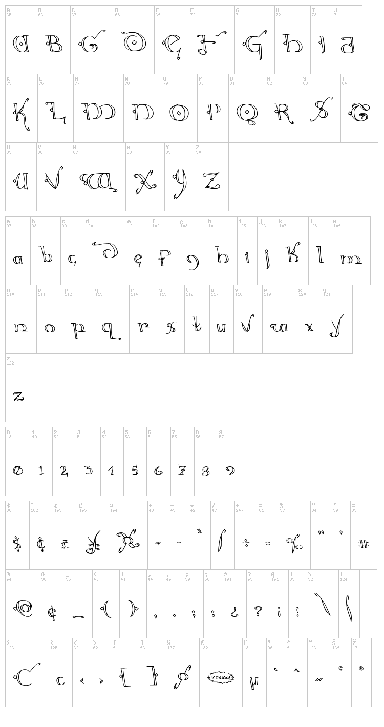 Holly Jingle font map